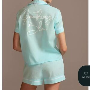 David’s Bridal Something Blue Pajama Set Women's Large Blue Short Sleeve Shorts